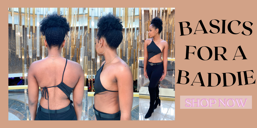 Basics for a baddie, Trinidadian Girl turning wearing cut out lace up top